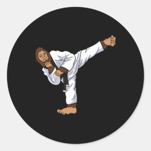 Adesivo Redondo Bigfoot Sasquatch Karatê Taekwondo Kickboxing Kara