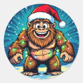 Adesivo Redondo Bigfoot Sasquatch Natal Divertido