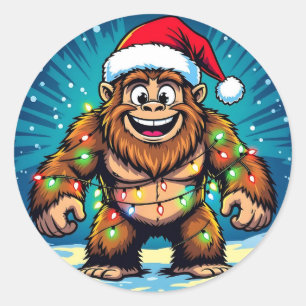 Adesivo Redondo Bigfoot Sasquatch Natal Divertido