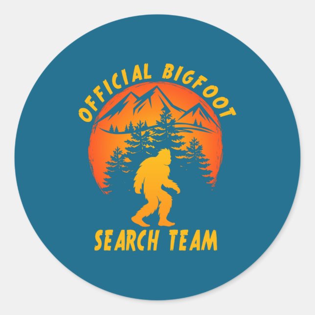 Adesivo Redondo Bigfoot Search Team Sasquatch Yeti Funny  (Frente)