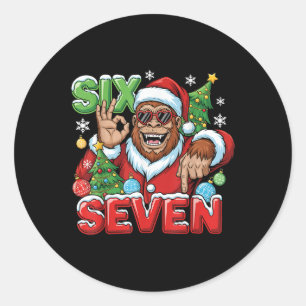 Adesivo Redondo Bigfoot Six Seven Férias de Natal 67 Mãos Meninos