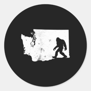 Adesivo Redondo Bigfoot Washington State Map Sasquatch Men