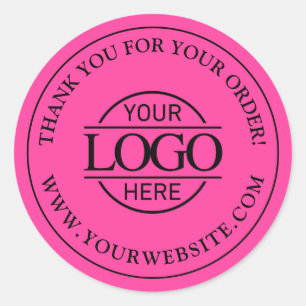 Adesivo Redondo Bight Rosa Simples Logotipo Empresarial Personaliz