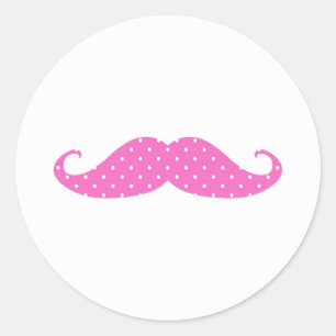 Adesivo Redondo Bigode feminino engraçado das bolinhas do rosa
