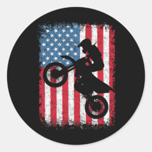 Adesivo Redondo Bike Motocross Biker American Flag 4th Julho Boy