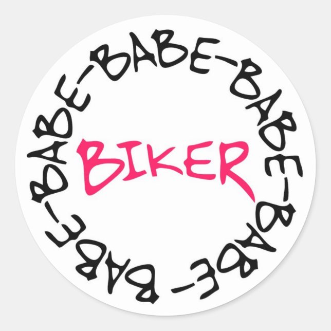 Adesivo Redondo Biker Babe (Frente)