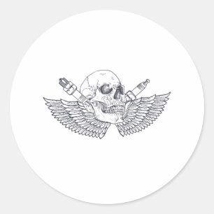 Adesivo Redondo Biker - Cabeça-Cabeça-Cabeça-Capa-Capa-Capa-Tatuag