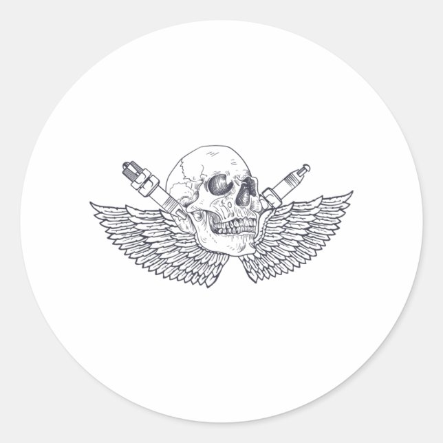 Adesivo Redondo Biker - Cabeça-Cabeça-Cabeça-Capa-Capa-Capa-Tatuag (Frente)