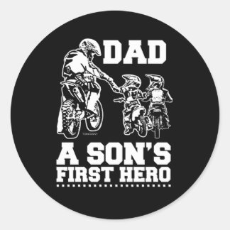 Adesivo Redondo Biker Dad Father Two Sons Children Motocross Gift