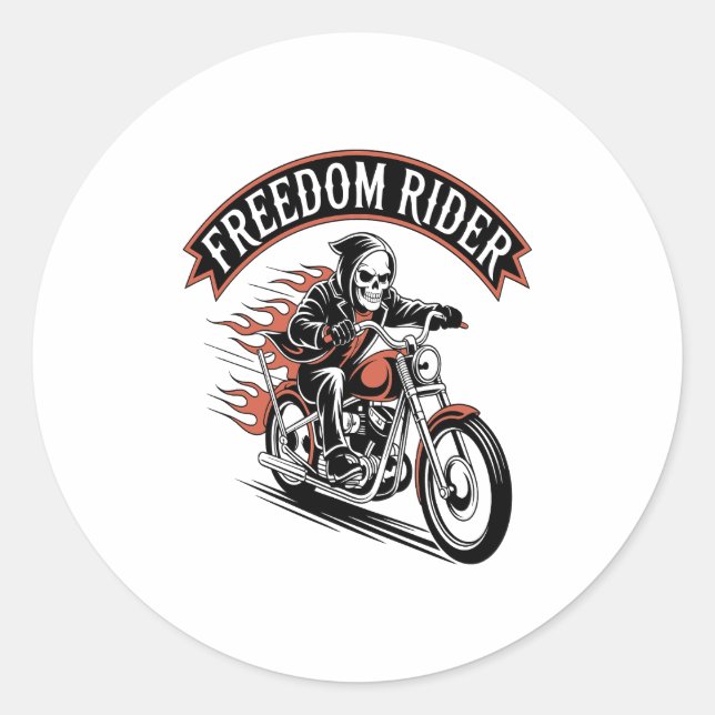 Adesivo Redondo Biker do Cavaleiro FreeDom (Frente)