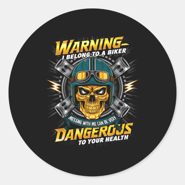 Adesivo Redondo Biker Girlfriend Wife I Belong To A Biker Valentin (Frente)