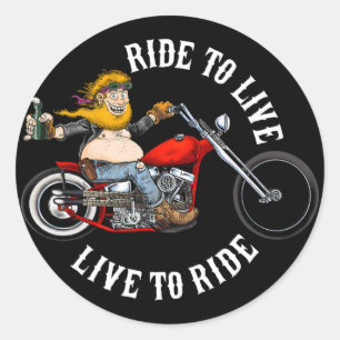 Adesivo Redondo biker motard ride to live