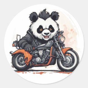 Adesivo Redondo Biker Panda
