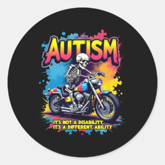 Adesivo Redondo Biker Skeleton Riding Motorcycle Quebra-cabeça Aut