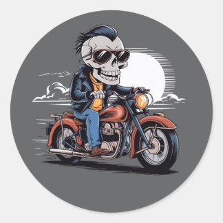 Adesivo Redondo Biker Skull Rider Sticker
