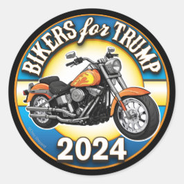 Adesivo Redondo Bikers For Trump 2024 - Patriotic Cycling