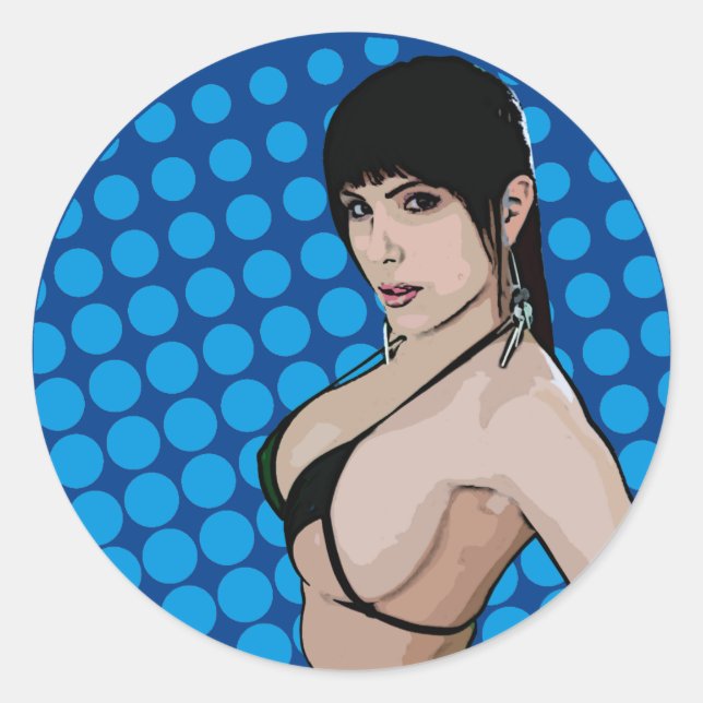 Adesivo Redondo Bikini Babe Quente (Frente)