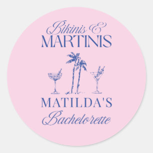 Adesivo Redondo Bikinis e martinis Elegante despedida de solteira