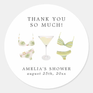 Adesivo Redondo Bikinis & Martinis - Chá de panela Bachelorette