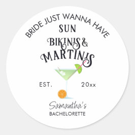 Adesivo Redondo Bikinis & Martinis Tropical Pool Festa de Despedid