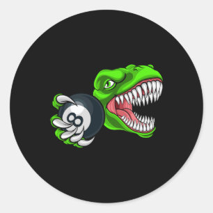 Adesivo Redondo Bilhar Divertido T-rex Arte Bilhar Jogando Sinuca 