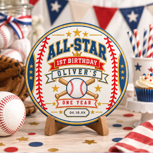 Adesivo Redondo Bilhete de Beisebol All-Star para 1º Aniversário d