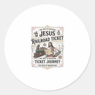 Adesivo Redondo Bilhete de Trem Jesus Jornada Bilhete de Trem Jesu