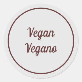 Adesivo Redondo Bilingue Cinza Claro Vegano Simples