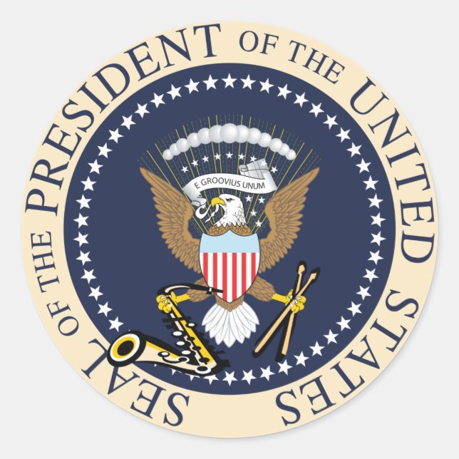 Adesivo Redondo Bill Clinton: Presidente Seal Sticker (Frente)