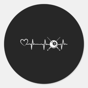 Adesivo Redondo Billiard 8-ball Piscina Billiard Heartbeat Heart -