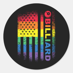 Adesivo Redondo Billiard 8ball Piscina Billiard American Flag - Bi