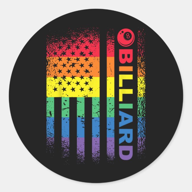 Adesivo Redondo Billiard 8ball Piscina Billiard American Flag - Bi (Frente)