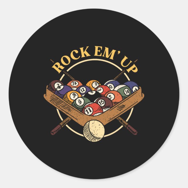 Adesivo Redondo Billiard Ball Rack Stick Cue Billiard Player Snoo (Frente)