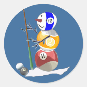 Adesivo Redondo Billiard Ball Snowman