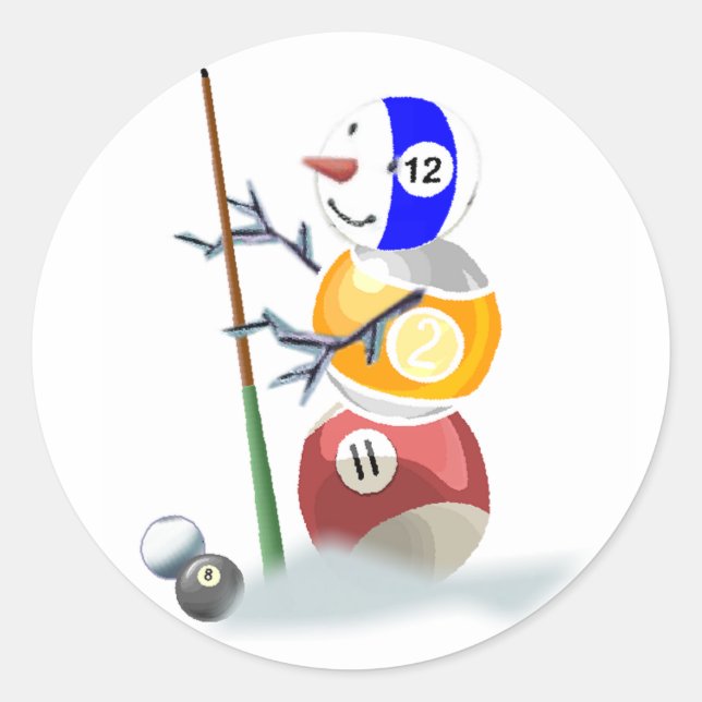 Adesivo Redondo Billiard Ball Snowman Natal (Frente)
