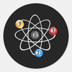 Adesivo Redondo Billiard Balls 2 3 8 9 Atom Billiard Player