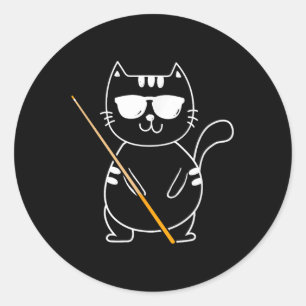 Adesivo Redondo Billiard Cat - Piscina de 8 bolas do Billiard Play