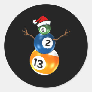 Adesivo Redondo Billiard Christmas Snowman com Mesa de Piscina