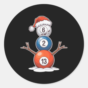 Adesivo Redondo Billiard Christmas Snowman com Mesa de Piscina
