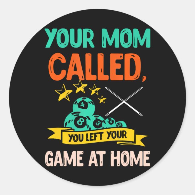 Adesivo Redondo Billiard Player Billard 8 Ball Piscina (Frente)