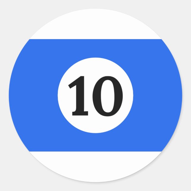 Adesivo Redondo Billiard Stripes Blue Ball 10 (Frente)