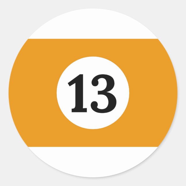 Adesivo Redondo Billiard Stripes Laranja Bola 13 (Frente)