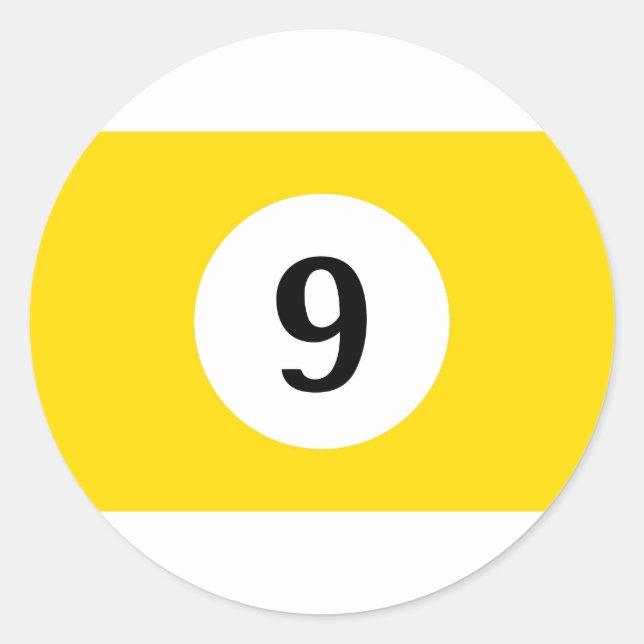 Adesivo Redondo Billiard Stripes Yellow Ball 9 (Frente)