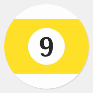 Adesivo Redondo Billiard Stripes Yellow Ball 9