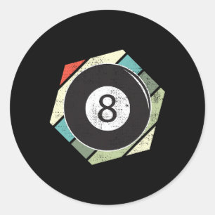 Adesivo Redondo Billiards 8 Ball Retro Love For Sport Billiard