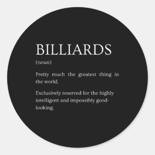 Adesivo Redondo Billiards Definition - Engraçado Sarcástico Billia