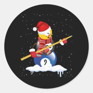 Adesivo Redondo Billiards Feliz Natal Snowman com Mesa Piscina