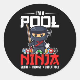 Adesivo Redondo Billiards Piscina Ninja 8 Ball Homens Engraçados M