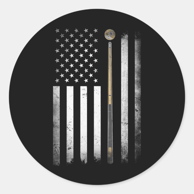 Adesivo Redondo Billiards Piscina Player Mesa EUA Bandeira America (Frente)