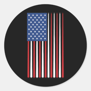 Adesivo Redondo Billiards Player Usa American Flag Stick Cue
